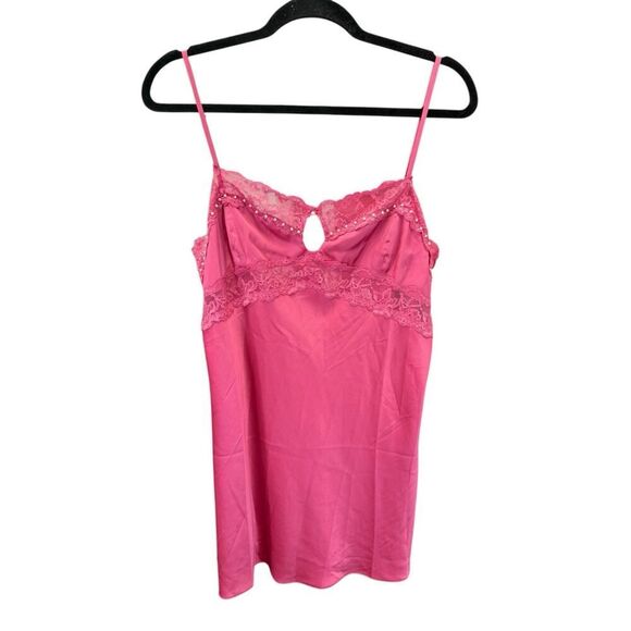Danielle Guizio Pink Lace Beaded Slip Dress XL Babydoll Y2K Party Mini Sexy - Picture 8 of 16